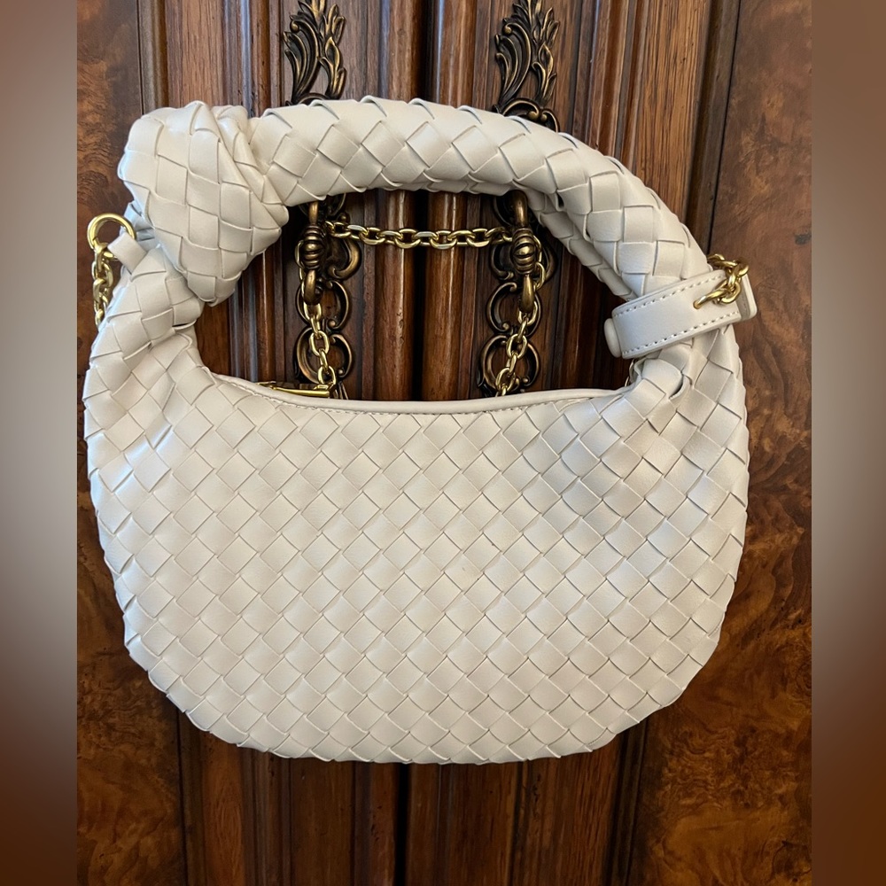 Mini Knot hobo bag chalk color with gold chain. New without tags.